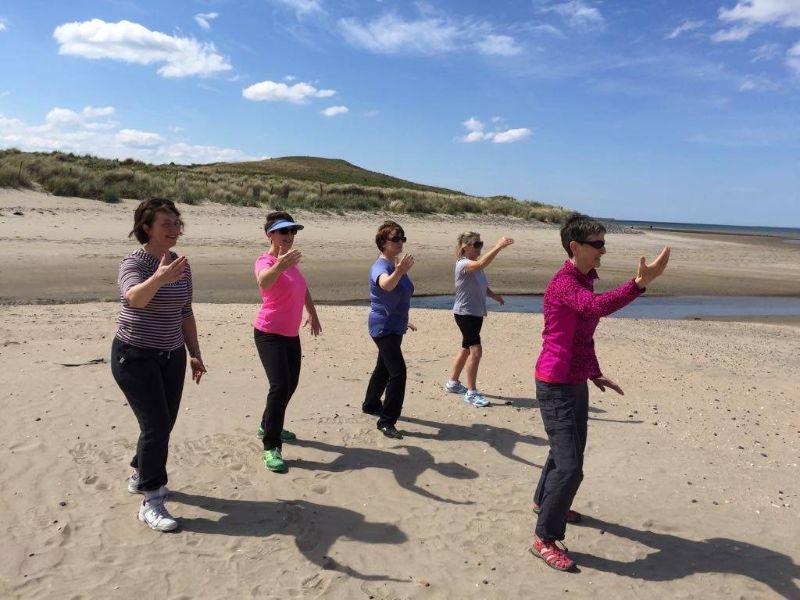 Enjoying tai chi on Rossnowlagh beach May 2016